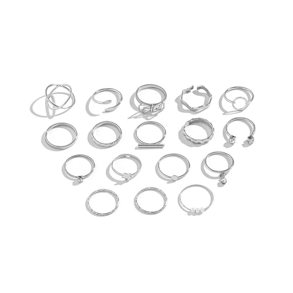 Wholesale Alloy Stacked Micro-inlaid Star and Moon Ring